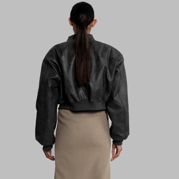 Frankie Shop Cropped Faux Leather Jacket - Picture 5 of 12